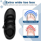 Side profile of Estinko extra wide walking shoes showing adjustable straps