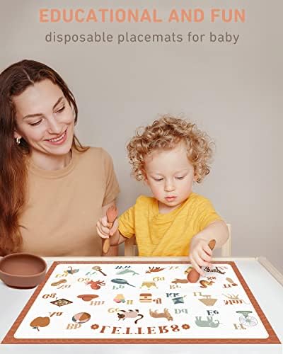 Sticky toddler placemat with alphabet and number educational design