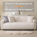 Aucrovee luxury velvet pet couch cover showing tuck in fitment details.