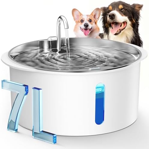 Pektaco 7 Liter stainless steel dog water fountain front view