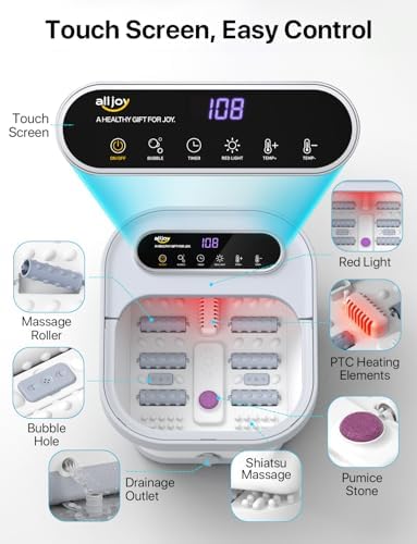 Alljoy foot massager showing 6 shiatsu rollers
