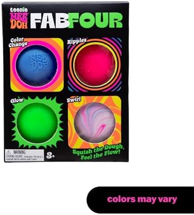 Close up view of the one point five inch dough filled squishy fidget balls out of the box