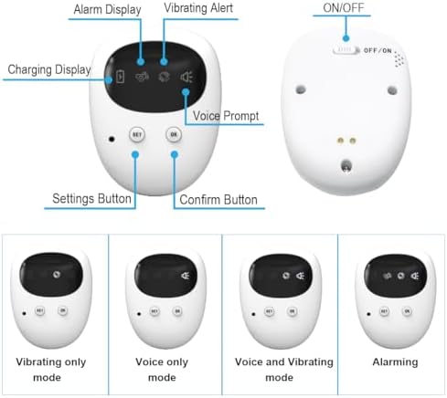 The sleek white wireless enuresis monitor showing the low power blue indicator light and microcomputer control housing.