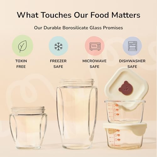 Odor resistant glass blending cups filled with fresh fruit smoothie.