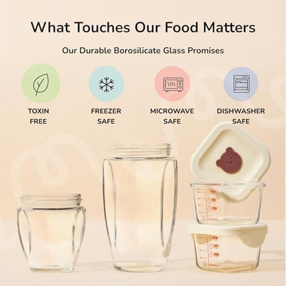 Odor resistant glass blending cups filled with fresh fruit smoothie.