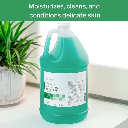 Close up of McKesson perineal cleanser gallon jug handle