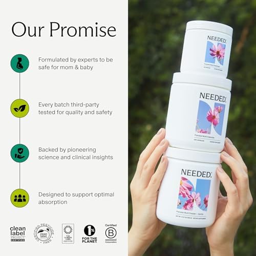 Close up of Needed Prenatal Multi Essentials bottle