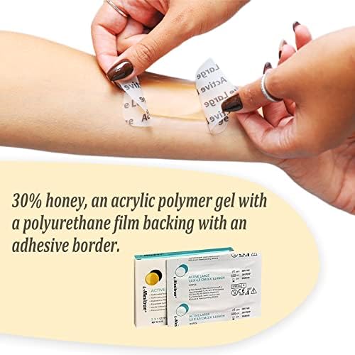 Waterproof medical grade honey bandages showing the flexible polyurethane film backing