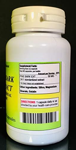 Favmeds USA imported pine bark extract capsules 4 bottle pack side view detailing ingredient standards