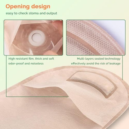 Greetmed drainable stoma pouch hook and loop closure detail