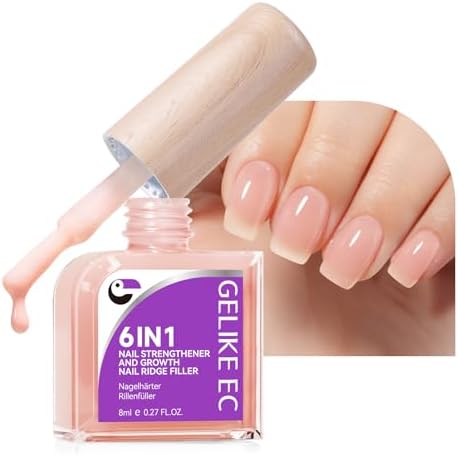 Gelike EC Nail Growth Strengthener for Woman: Nude Blush 6 in 1 Natural Nail Hardener Extra Strong and Growth - Nail Polish Hardener for Weak and Damaged Nails - Image 2