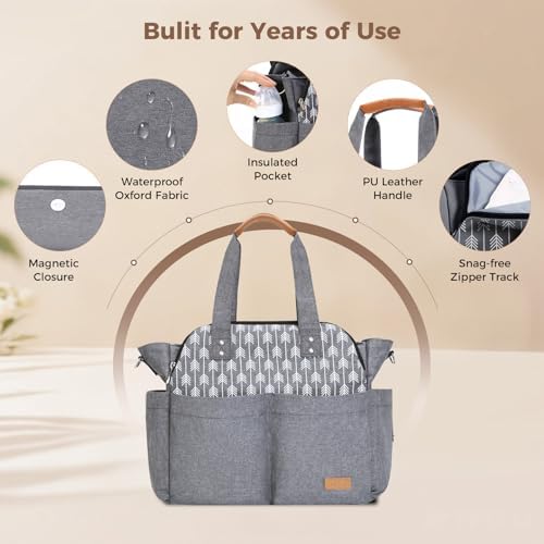 Lekebaby diaper bag displayed with included portable changing mat