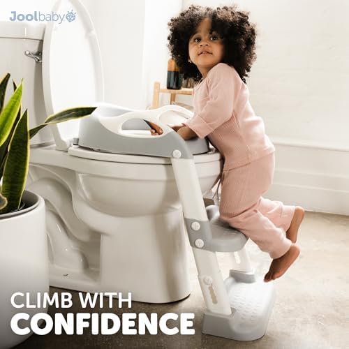 Side view of the premium imported Jool Baby plastic and aluminum potty training ladder