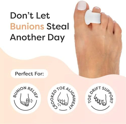 White silicone big toe spacers for overlapping toe correction.