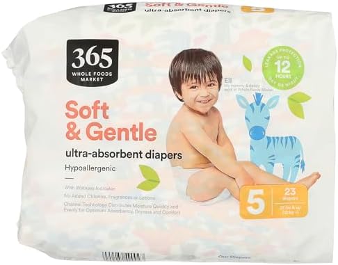 Close up view of the hypoallergenic premium toddler diapers showing soft stretchy side panels