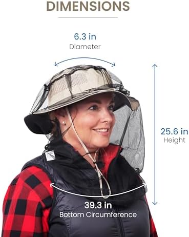 Even Naturals insect head net worn over a hat for hiking