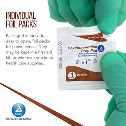 Dynarex 100 pack povidone iodine wipes for infection control and bacteria removal