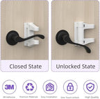 Close up view of the upgraded dual button safety release mechanism on a high quality ABS plastic lever lock.