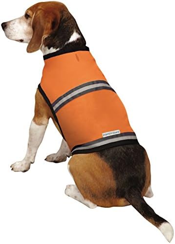 Side view of Insect Shield dog safety vest showing reflective strips