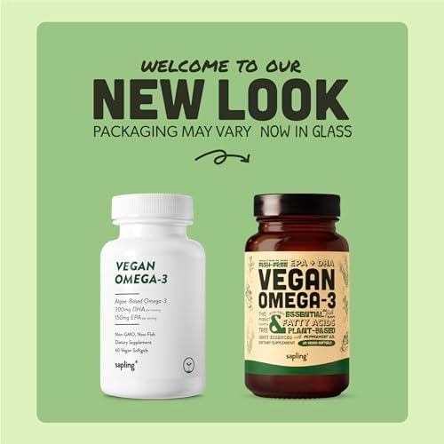 Sapling Vegan Omega 3 DHA and EPA algae softgels packaging