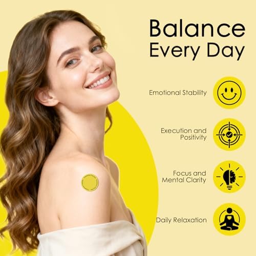 Close up of Chrxbei transdermal patch applied to the inner arm for mood balance.