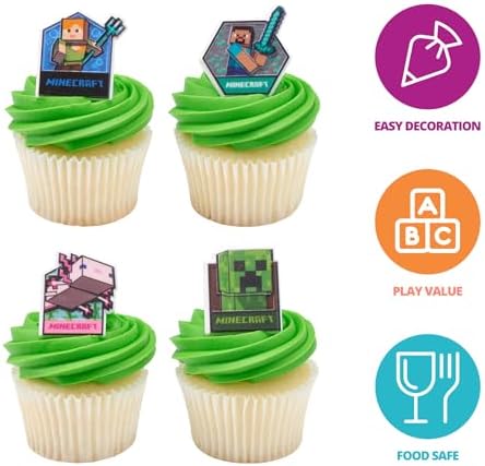 24 pack Minecraft themed cake decorations for parties