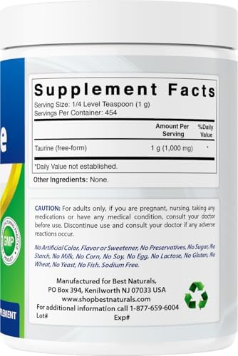 Best Naturals imported USA premium quality taurine powder for heart health