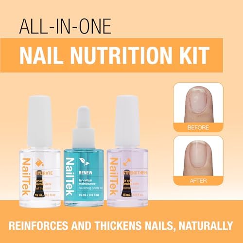 Nail Tek Recovery Kit individual half fluid ounce bottles showing liquid consistency