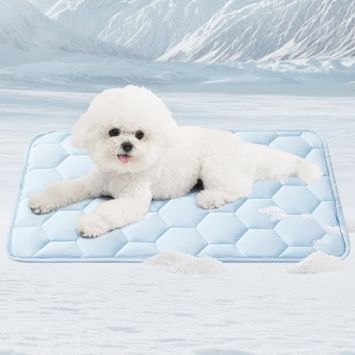 EHEYCIGA portable pet cooling pad spread open inside a large metal dog crate.