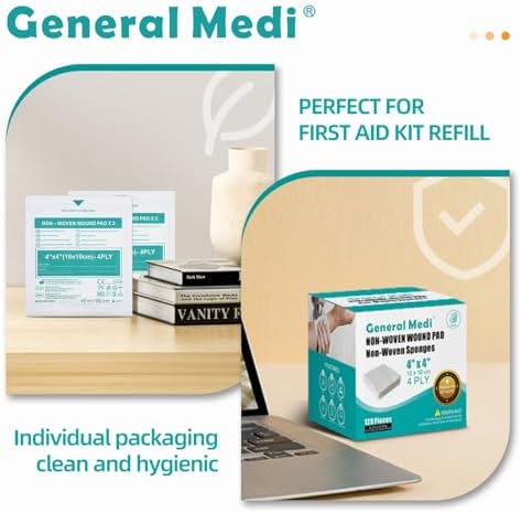 General Medi sterile wound pads side view displaying the complete 60 pack collection packaging