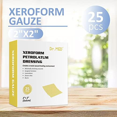 Dr. Med non-adherent petrolatum dressing patches individually wrapped for sterile application.