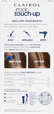 Clairol Nice n Easy 6 Light Brown permanent hair color cream box showing shade details