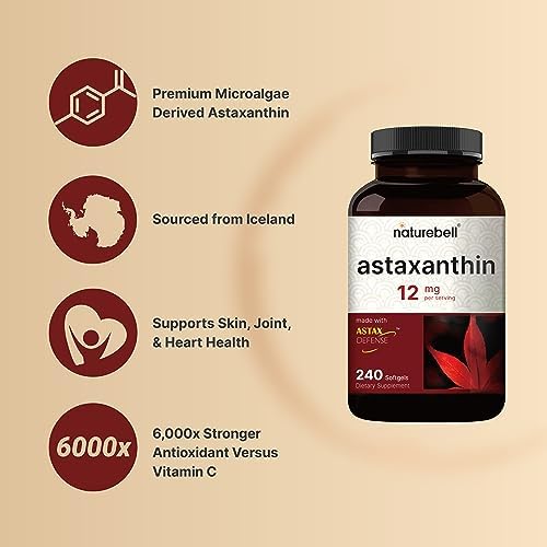 NatureBell Astax Defence maximum strength 12mg capsule ingredients label view