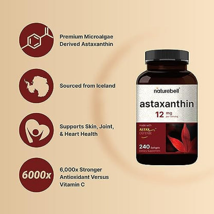 NatureBell Astax Defence maximum strength 12mg capsule ingredients label view