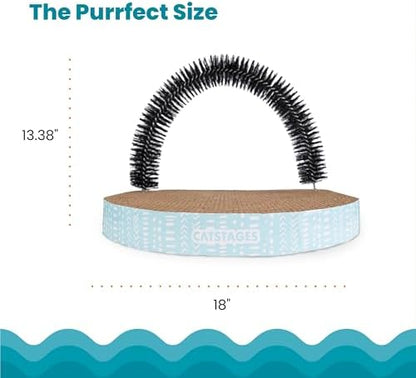 High density corrugated cardboard texture detail on the Catstages pet grooming product.