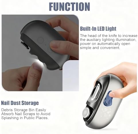 Top view of Ggleerite electric nail clipper with ergonomic grip