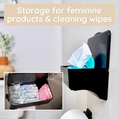 Close up of the top shelf on Storage Theory bathroom storage unit