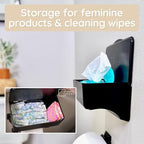 Close up of the top shelf on Storage Theory bathroom storage unit