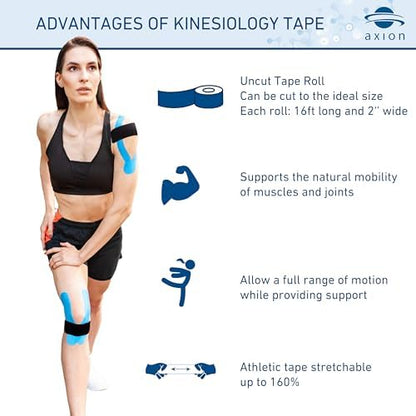Axion athletic sports tape rolls in blue red pink green skin and black