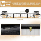 PetsCosset 116" L Large Chicken Coop and Run, Hen House with 4 Nesting Box Boxes, Rabbit Hutch Poultry Bunny Cage for 4-6 Chickens with 4 Perches, Removable Tray and Ramp and UV-Resistant Roof Panel - Image 6
