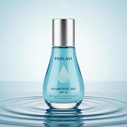 FERLAVI daily defense moisturizing sunscreen texture swatch on skin showing the radiant coverage