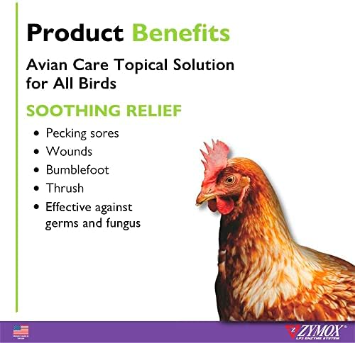 Zymox bird skin treatment showing the LP3 enzyme system label for avian care.