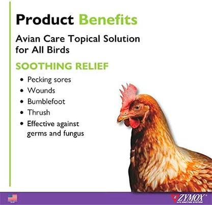 Zymox bird skin treatment showing the LP3 enzyme system label for avian care.