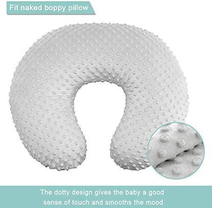 Close up of soft minky dot texture on Owlowla black nursing pillow cover