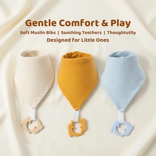 Baby Bandana Drool Bibs 6-pack - 100% Cotton Baby Bibs with Teether for Teething - Image 4