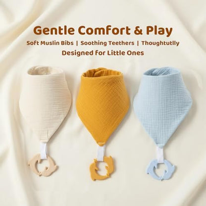 Baby Bandana Drool Bibs 6-pack - 100% Cotton Baby Bibs with Teether for Teething - Image 4
