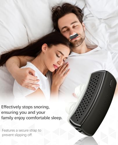 Electronic snoring solution with adjustable head strap for secure overnight fit.
