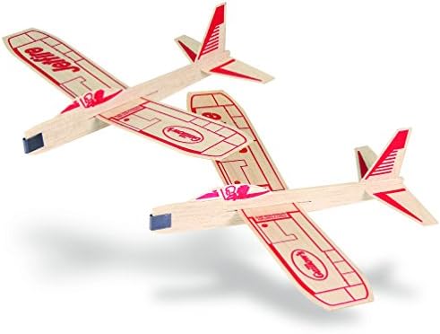 Assembled Guillow's balsa wood toy airplane with twelve inch wingspan.