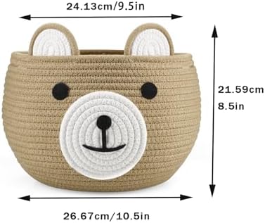 Side view of PandaEar cotton rope diaper caddy with handles