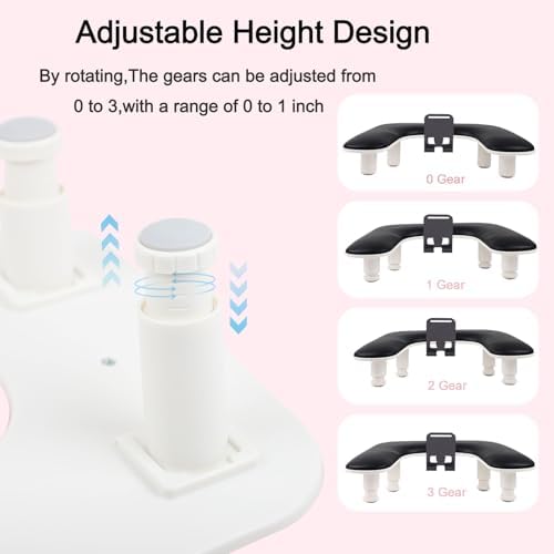 Close up of integrated phone holder on nail arm rest